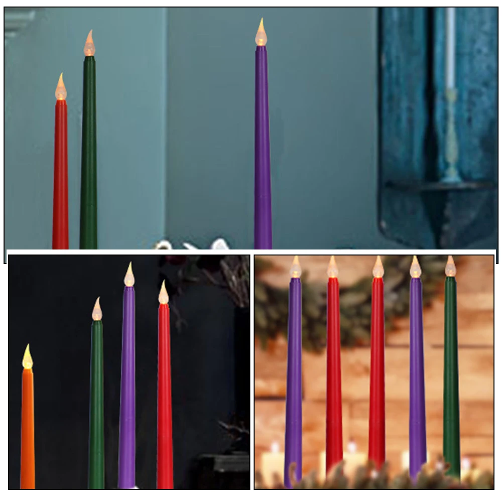 12pcs Led Light Operated Taper Simulated Flameless Candles Decorative Holiday Wedding Party Lights