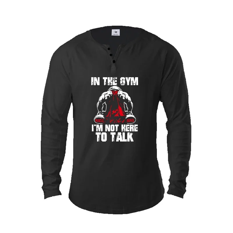 Autumn Long Sleeve Cotton Slim Fit Shirts Mens Casual Jogging Extend Trend T-shirts Gym Bodybuilding Fitness Muscle Clothing