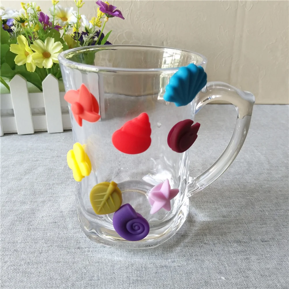

8pcs Glass Marker Charms Premium Food Grade Silicone Reusable Suction Cup Drink Markers Glass for PartiesBarsWeddings