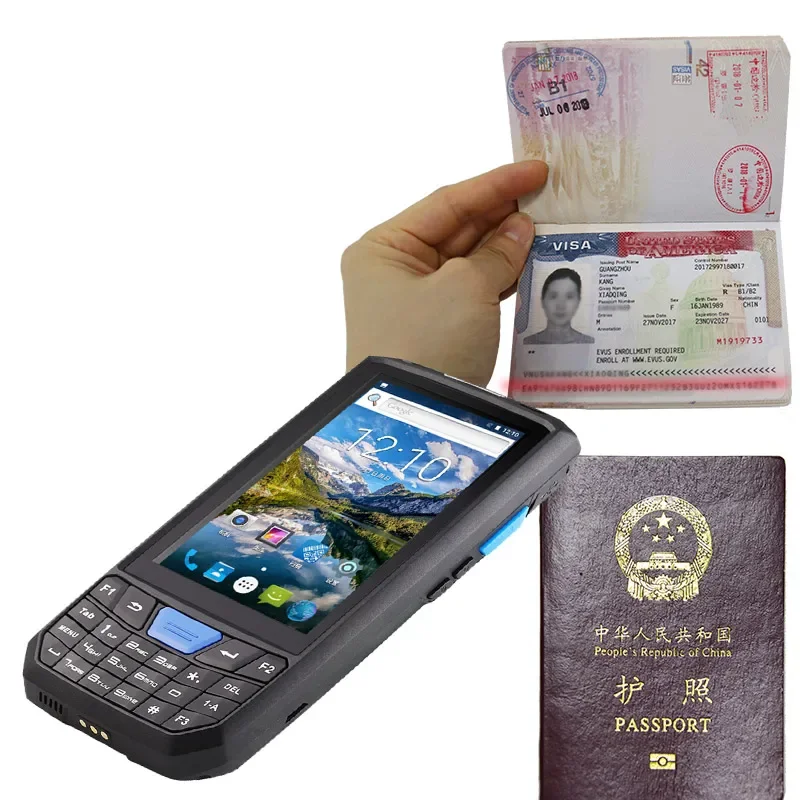 Cheap Consumer Handheld Android Mobile Wireless QR Code Reading portable handheld MRZ passport barcode scanner OCR reader