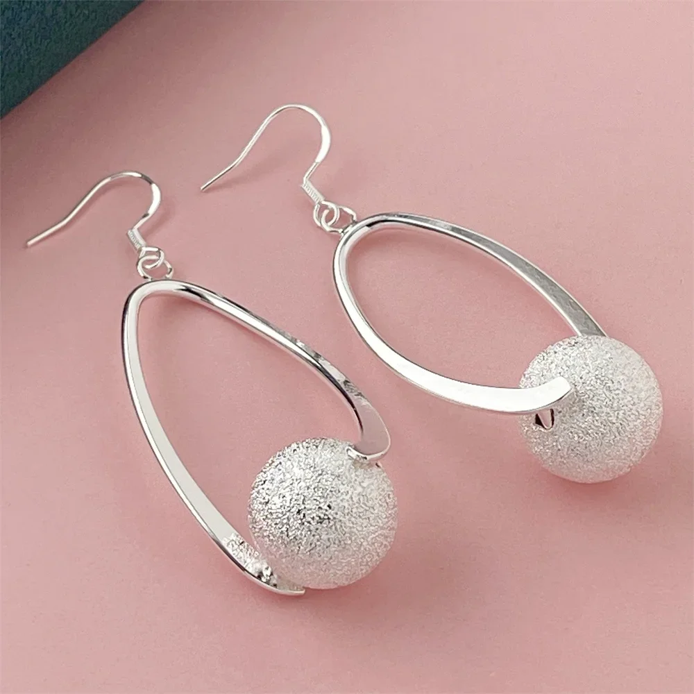 925 Sterling Silver Fashion Beaded Earrings Suitable for Women to Wear on Important Occasions