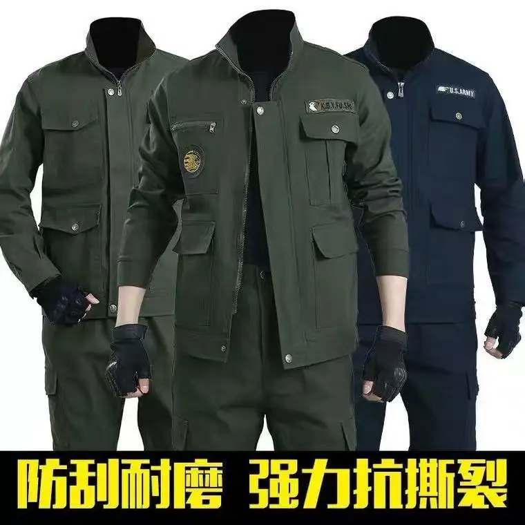 Spring Autumn Men's Cotton Workshop Work Clothes Suit Anti scald Welding Clothes Construction Site Work Clothes Worker Jacket