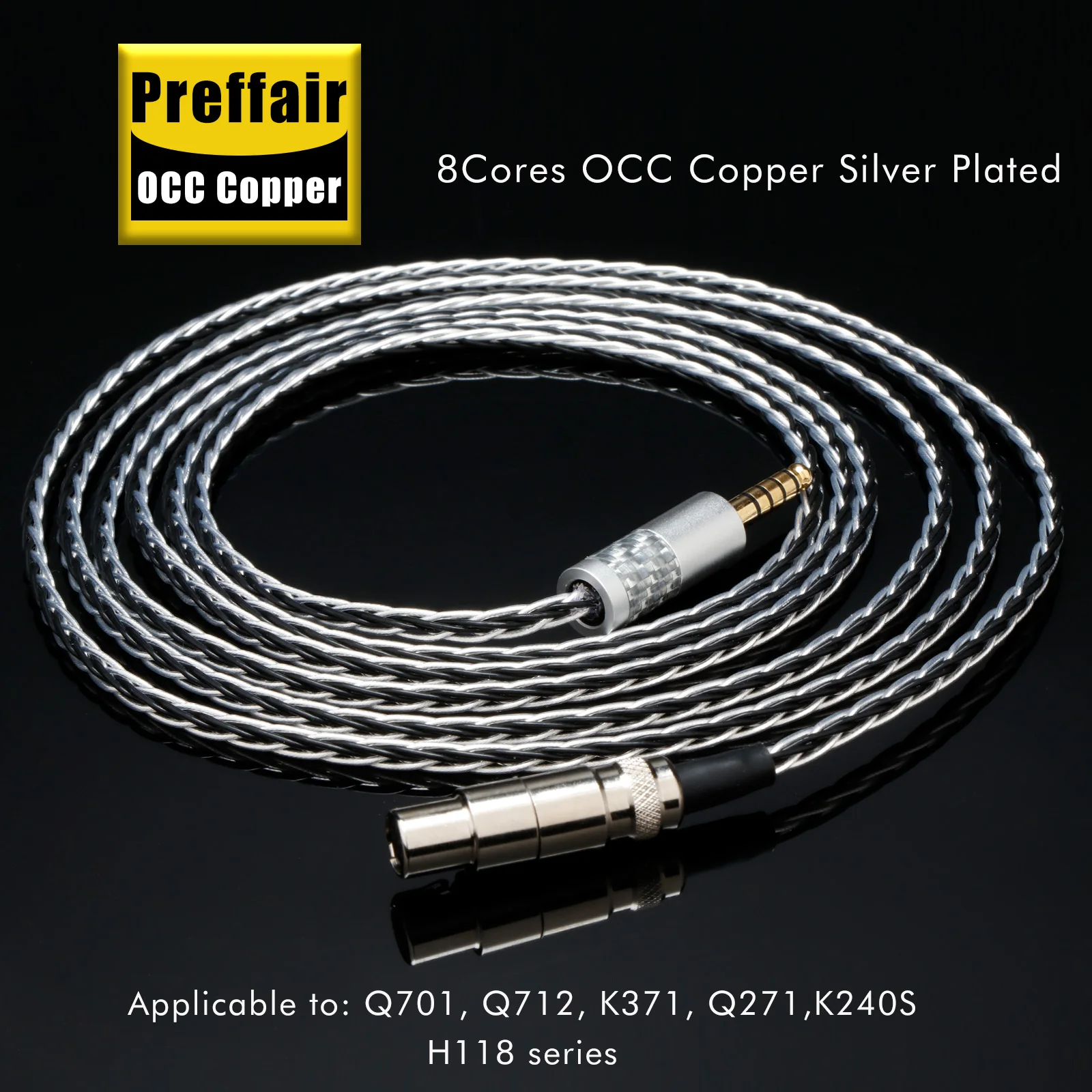 

4.4mm to 3Pin mini XLR Female Plug OCC Copper Silver Plated Earphone Upgrade Adapter Cable for Q701 Q712 K371 Q271 K240S H118