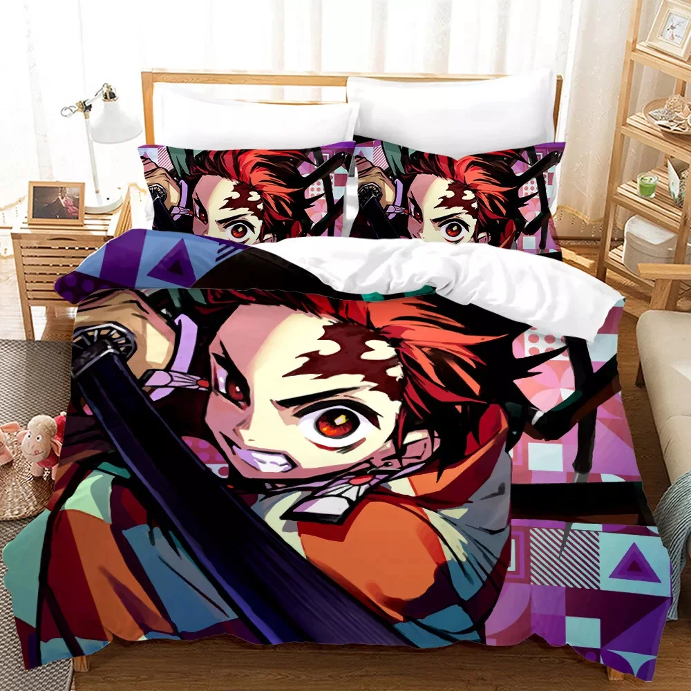 

Duvet Cover Tanjiro Kamado and Nezuko Printed Kamado Demon Slayer Quilt Cover Bedding Set Bedroom Home Decor Children Gift