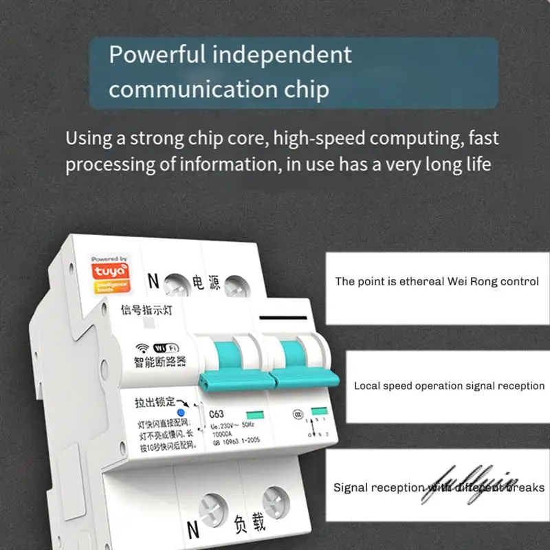 Inteligentny wyłącznik automatyczny FULL-Tuya WIFI Smart Life, zdalne sterowanie, ochrona przed zwarciem, wyłącznik czasowy.