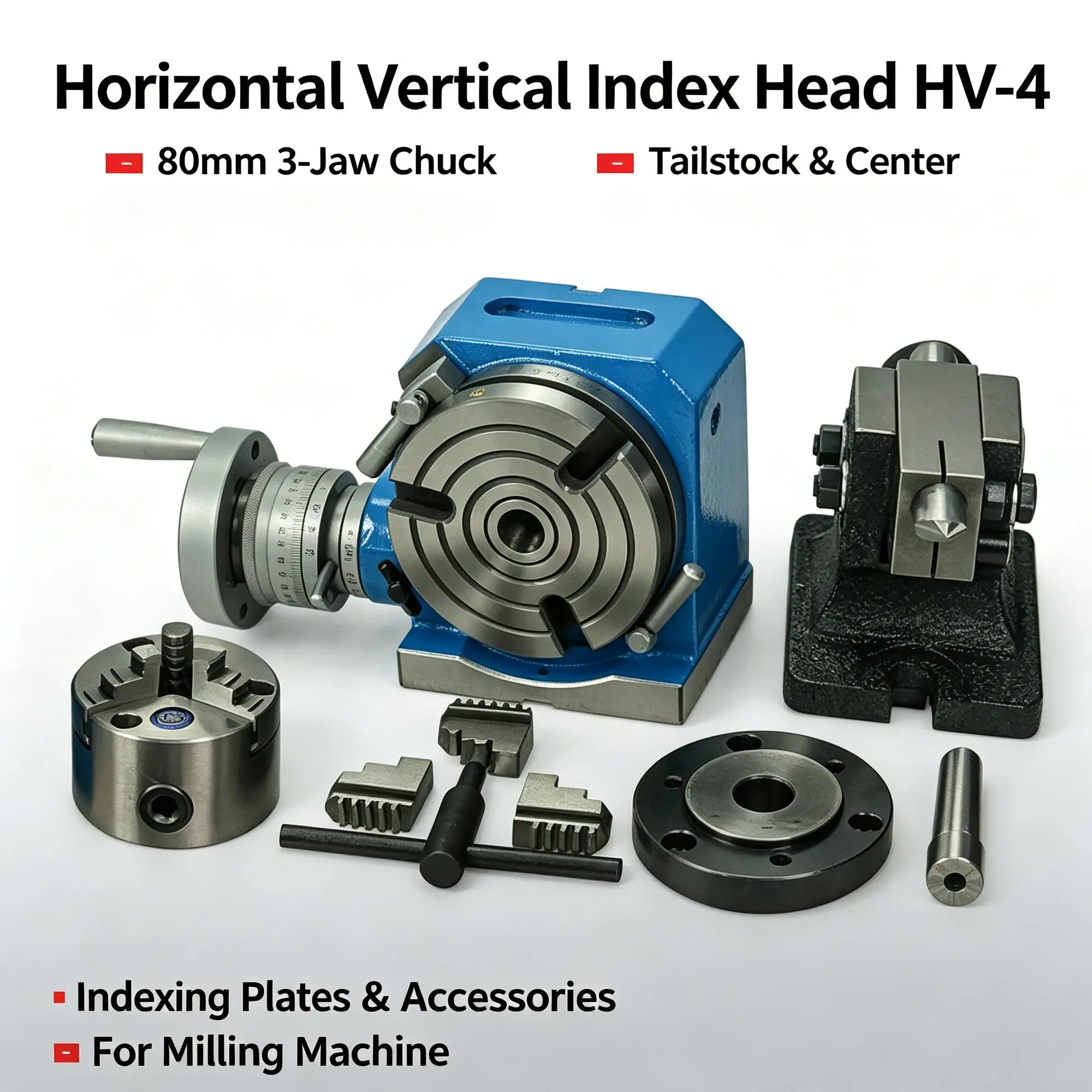 HV-4 80Mm HV-6 125Mm Milling Machine Horizontal Vertical Indexing Table Rotary Divider 10 Aliquot Machining Workholding Fixture