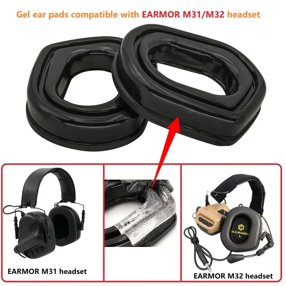Gel Ear Pads for Electronic Shooting Earmuffs M31 M32 Tactical Headphones, Suitable for Hunting and Airgun Sports