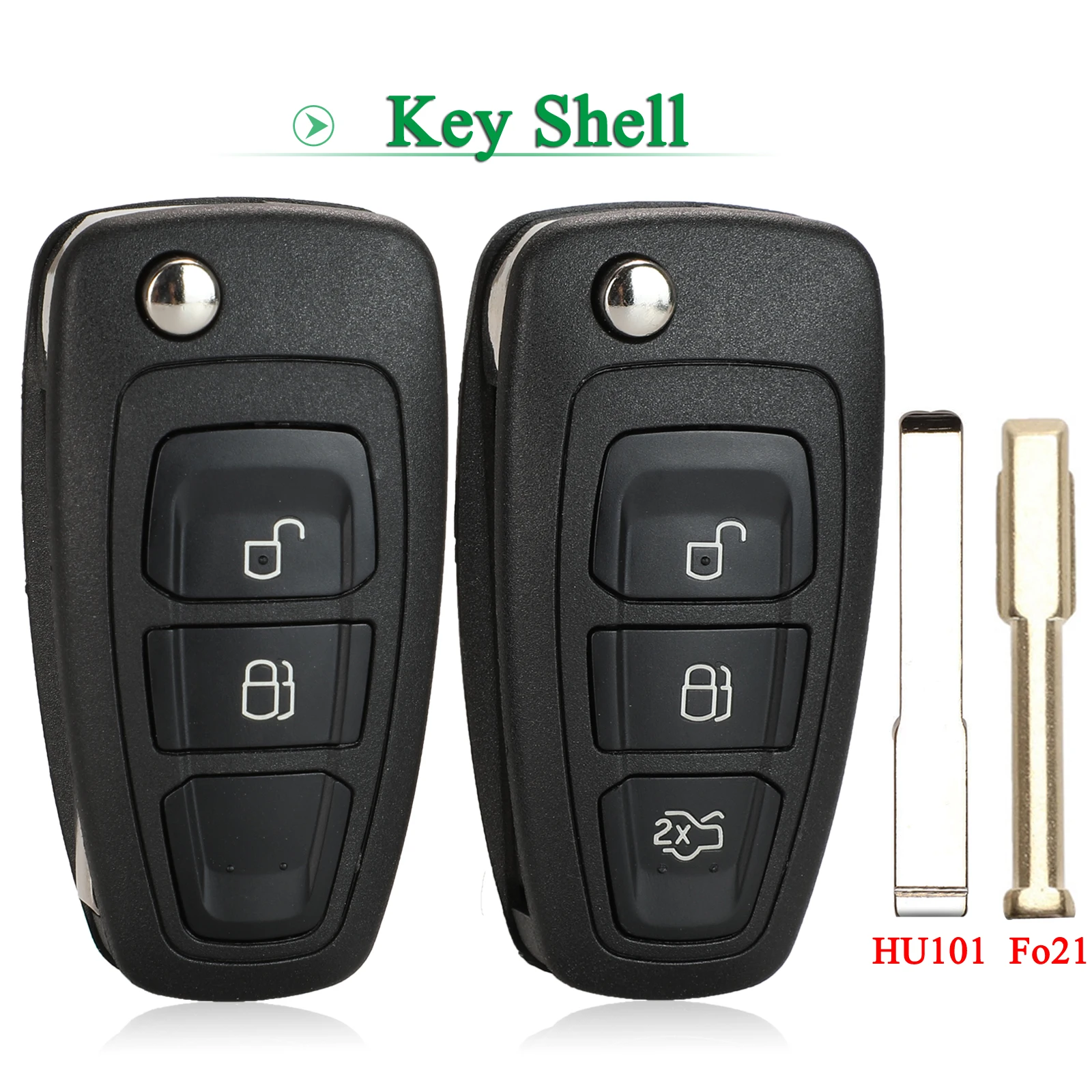 Jingyuqin Remote Key Case Shell For Ford Ranger 2011 2012 2013 2014 2015 HU101 FO21 Blade EB3T-15K601-BA 5WK50165 2/3Buttons