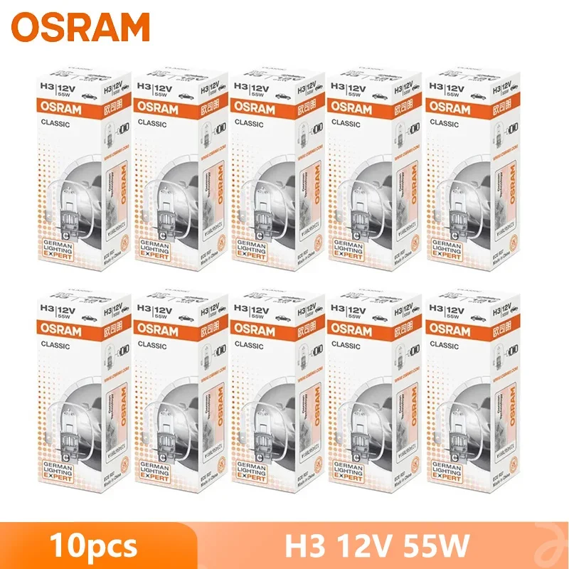 OSRAM H1 H4 H3 H7 HB2 9003 CLASSIC Auto Halogeen Koplamp Standaard Lampen 3200K Wit Origineel Licht 12V 55W Lampen ECE (10 STUKS)