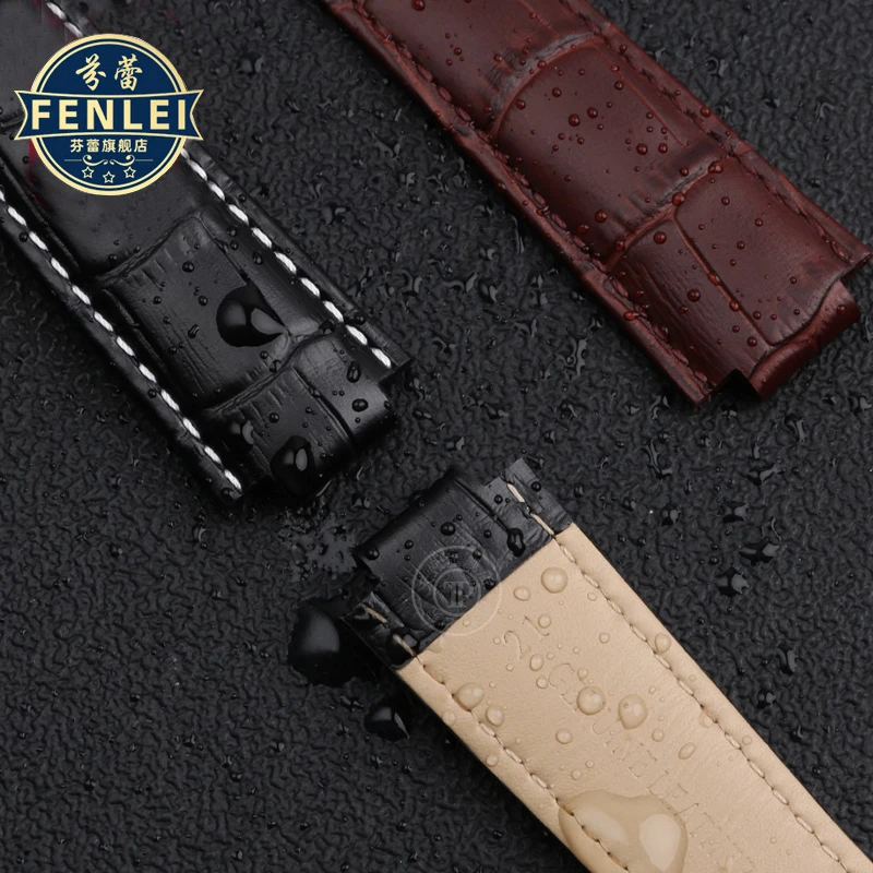 Pulseira de relógio de couro genuíno para homens e mulheres, pulseira convexa masculina, LV Tambour, Q1121, Q114k, 12mm, 10mm