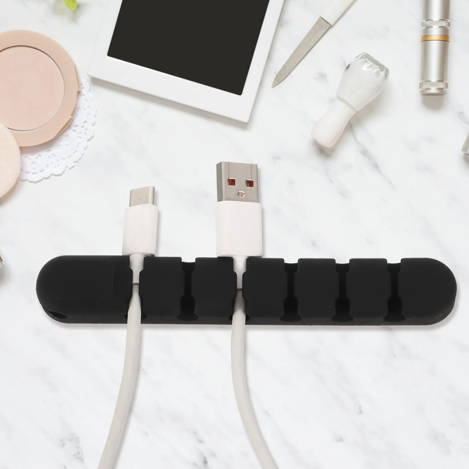 

2Pcs Desktop Cable Holder Cord Organizer Adhesive Wire Clips Cable Management Clips for USB Earphones Network Wires