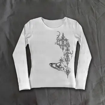 復古哥德風 Emo 女孩原宿風長袖 T 卹 女式街頭風修身上衣 夏季高街女孩短上衣 90 年代街頭風 10 最佳銷售 千禧歌德 - №3