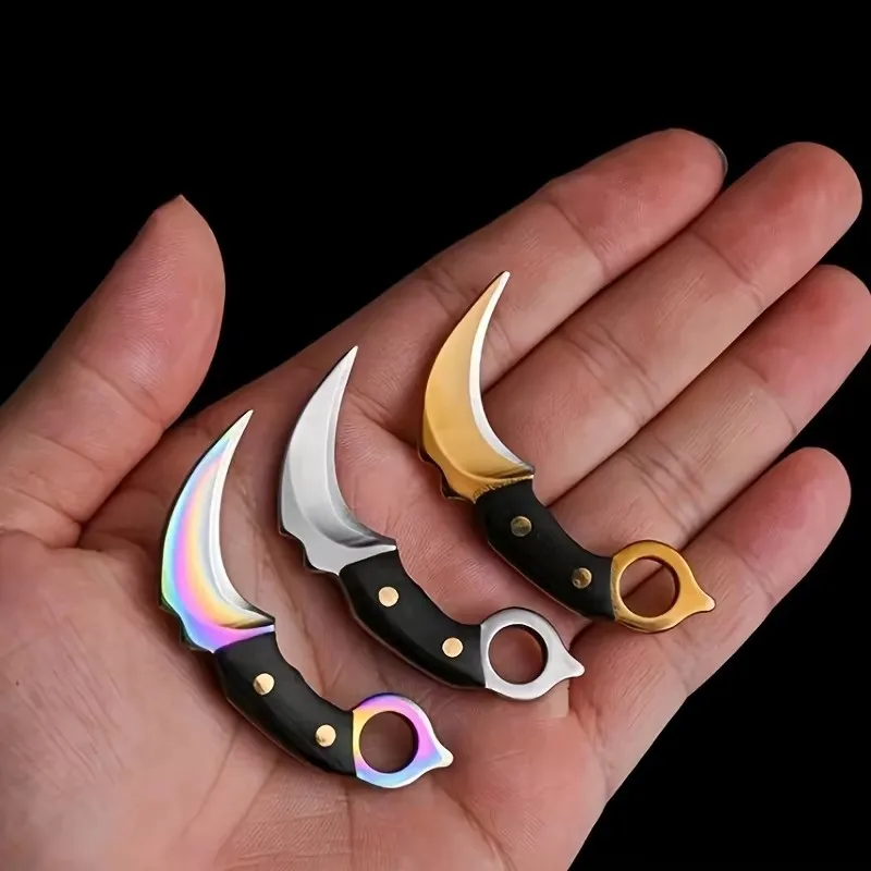 Knife, Mini Knife, Small Curved Knife, Self-defense, Outdoor, Portable, Keychain, Pendant, Folding Knife, Claw Knife