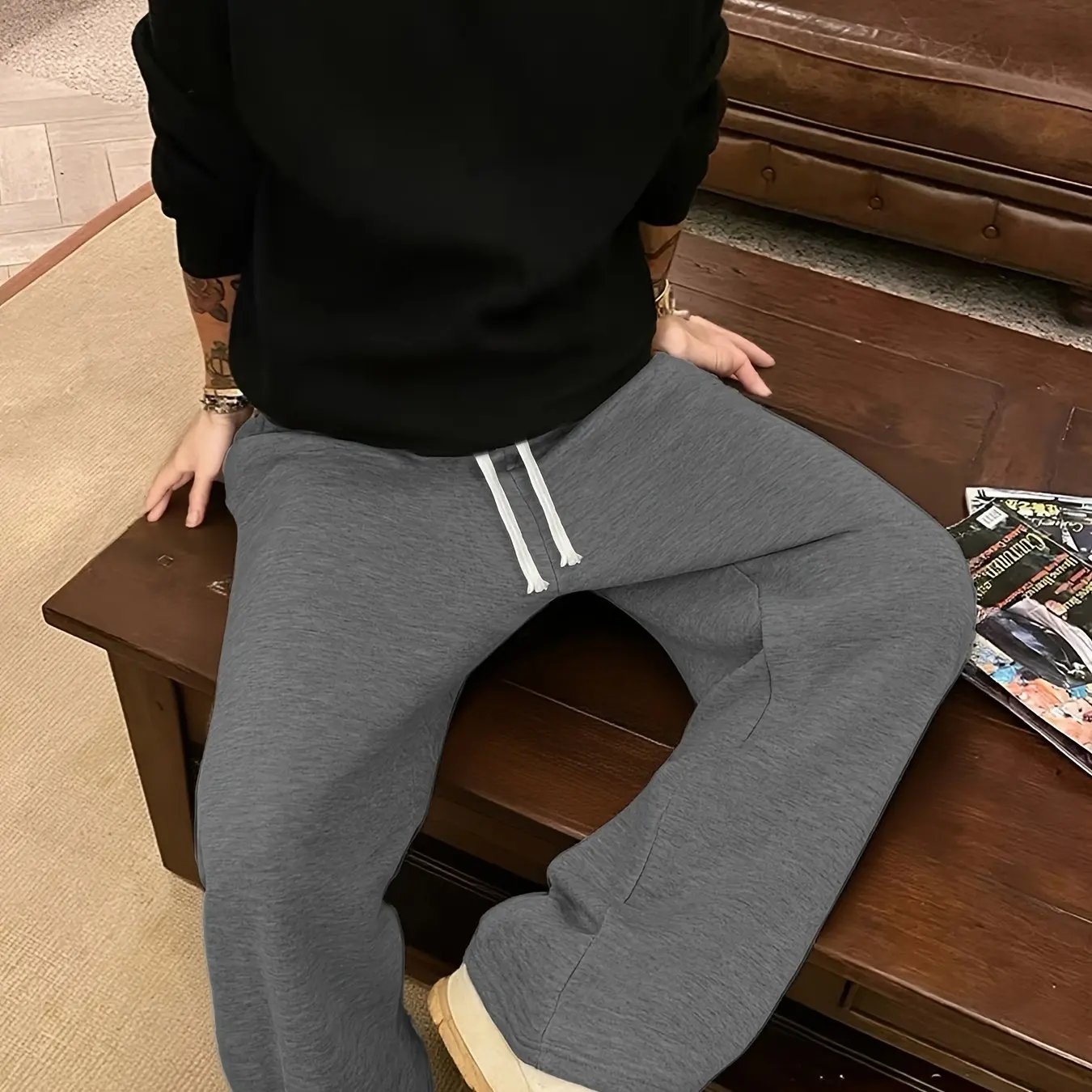 Damskie spodnie dresowe plus size z polaru na jesień i zimę, ciepłe, codzienne, luźne, stylowe i uniwersalne, streetwearowe, modne, oversize.