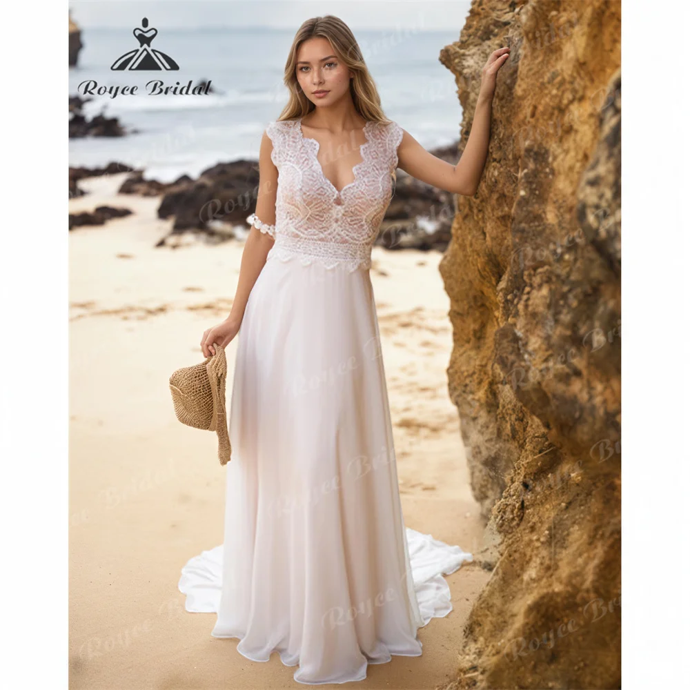 

Roycebridal V Neck A Line Wedding Dress 2025 Chiffon Court Train Wedding Gown Customizedvestido de casamentoплатье свадебноеbrau