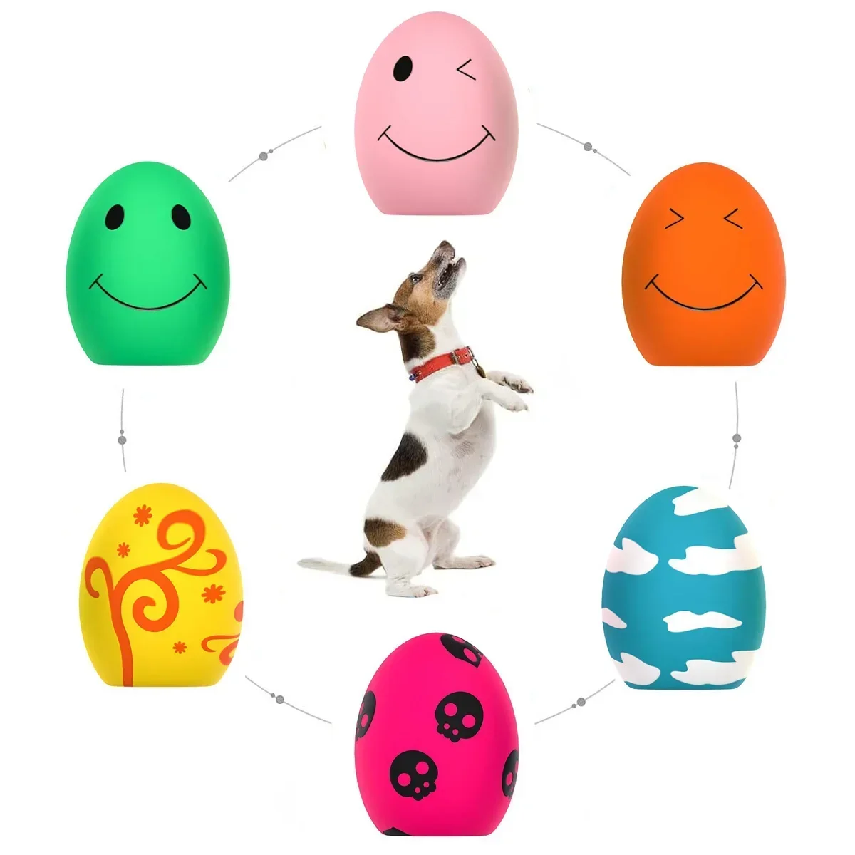 1Pcs Dog Toys Latex Bouncy Egg Balls Squeaky Puppy Dogs Interactive Fetch Play Soft Rubber Sound Pet Toys Dog Accessories