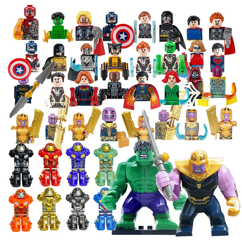 Juego de 42 Uds de Mini muñecos de bloques de construcción Marvel MOC, figura de Anime, bloques de rompecabezas de ensamblaje DIY de superhéroe, regalos de cumpleaños para niños