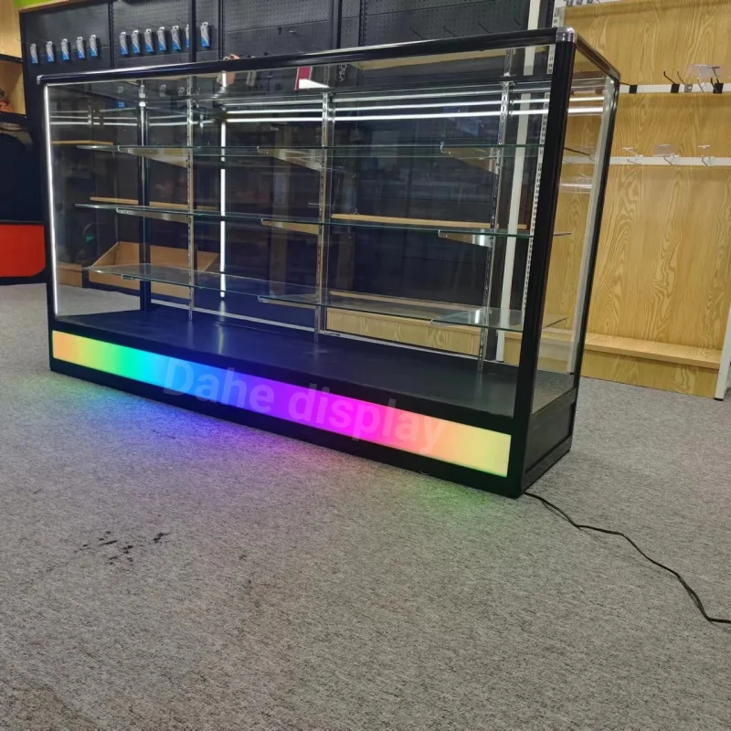 custom.Retail Glass Display Cases Multi Layer Lockable Display Cabinet with Led Lighting Full Glass Showcase