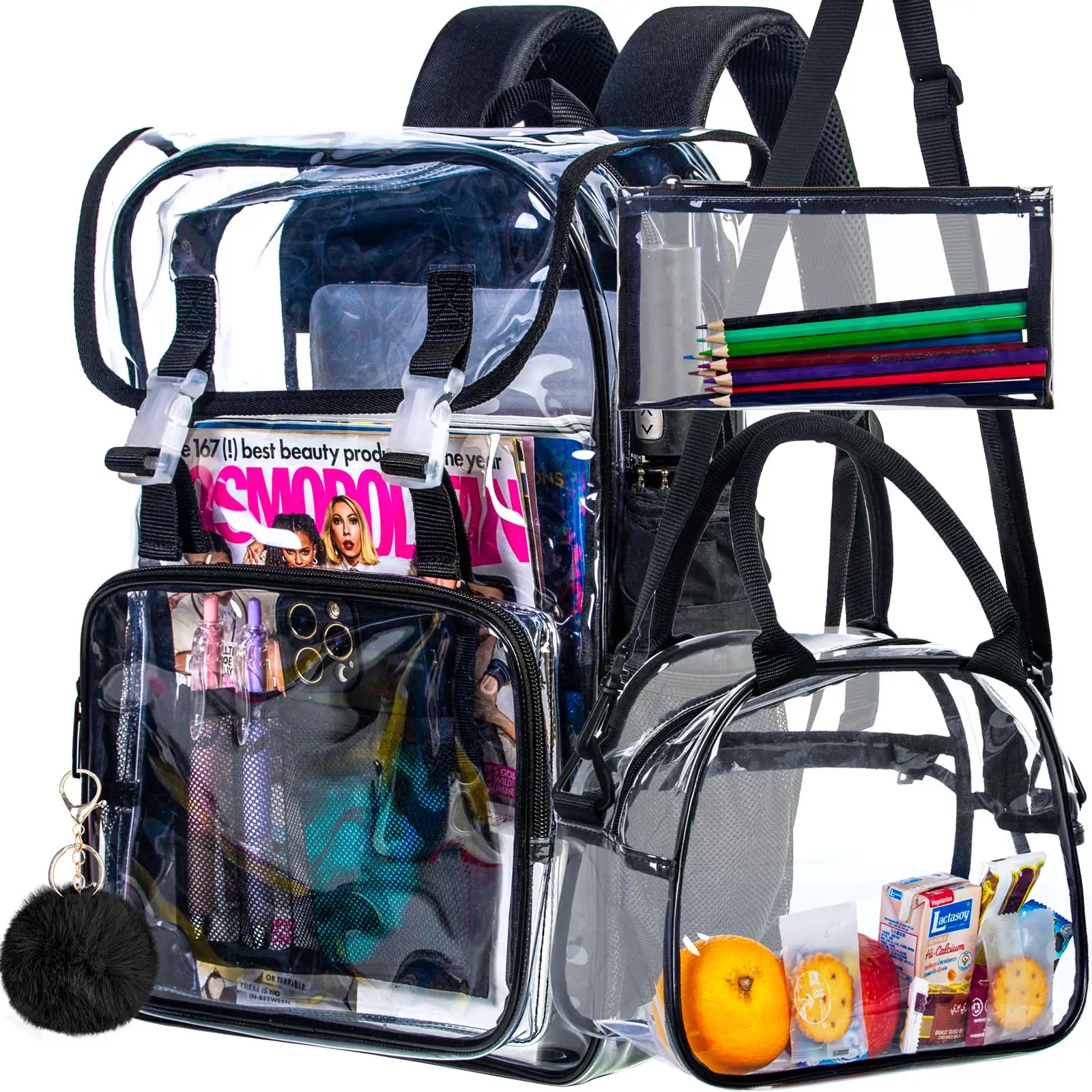 3pcs-kid's-backpack-unisex-see-through-school-set-zipper-closure-casual-backpack-with-handbag-and-pen-pouch-for-school-daily-us