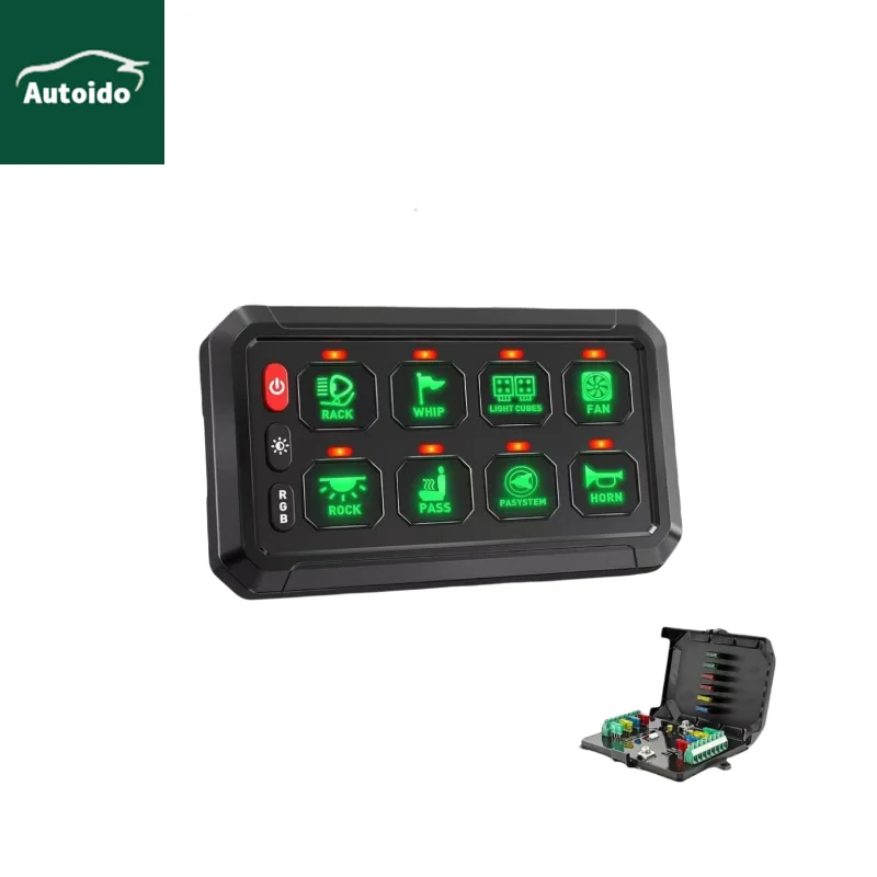2026 Nick 8 Gang Switch Panel RGB Back APP Function Light for Can-Am Polaris RZR UTV ATV Accessories