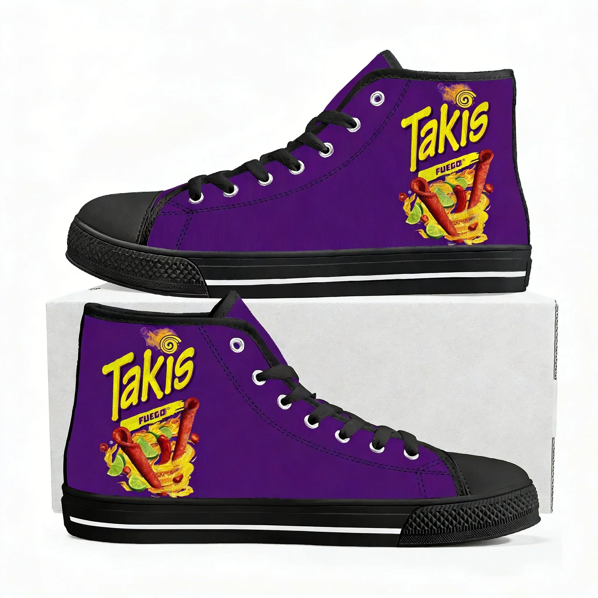 

Забавные кроссовки Funny Chips Takis Food Snack High Top для мужчин, женщин и подростков, высококачественные кеды из канваса, повседневная обувь для пар, обувь на заказ