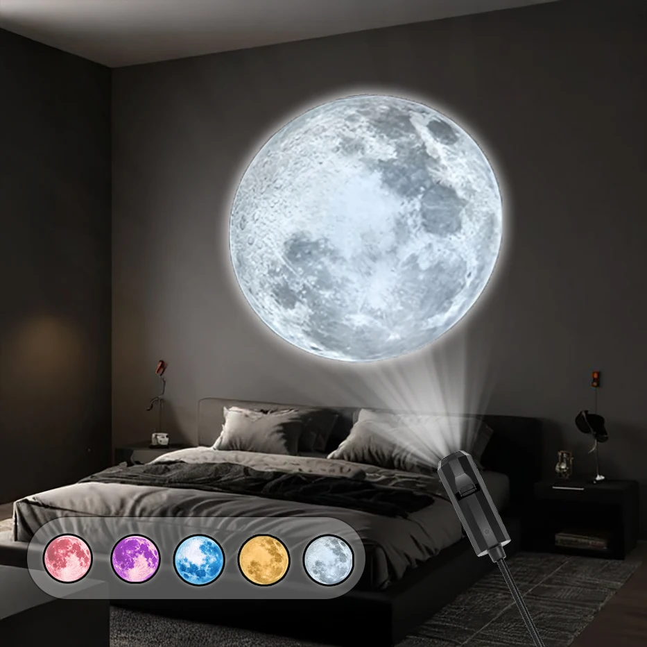 5 Lunar Atmosphere Lights, Projection Night Lights, Suitable for Ceiling and Wall Decoration, Creating a Starry Sky Atmosphere