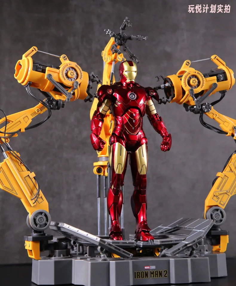 ZD MK6 MK4 juguete Iron Man con ganancia de traje armadura Circular LED plataforma de desmontaje Anime Tony Stark modelo regalos de figuras de acción
