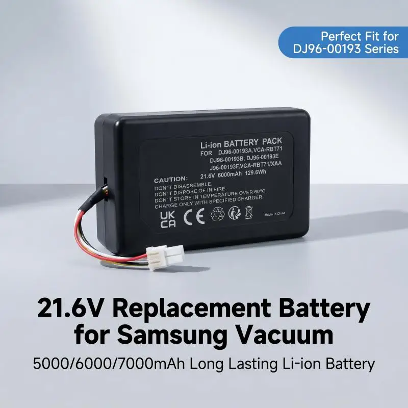 VCA-RBT7 5000/6000/7000mAh Li-ion Replacement Battery For Samsung DJ96-00193A 00193B 00193E 00193F Cordless Vacuum Accessory