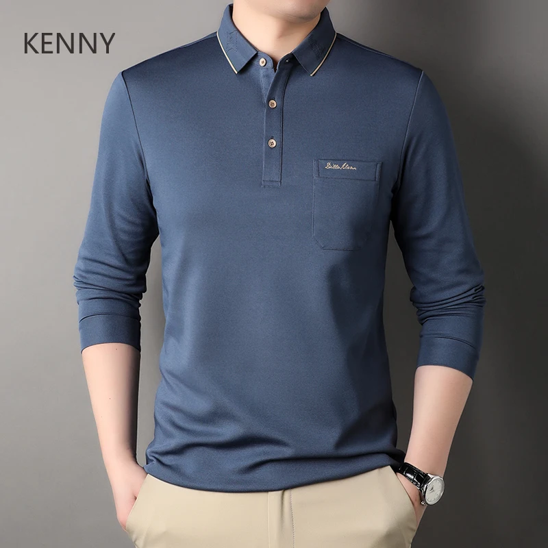 

KENNY Spring and Autumn 2025 New Casual Fashion Letter Printing Men Long Sleeve Polo Cotton Designer Clothes High Quality Tops