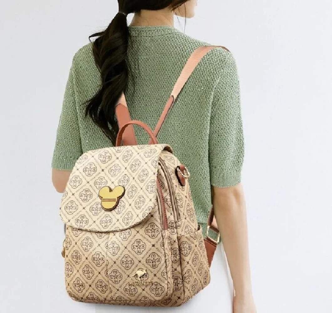 New Women's Fashion Luxury Leather Travel Backpacks Printed Designer Large Capacity Shoulder Bags Totes Schoolbag Crossbody Bag