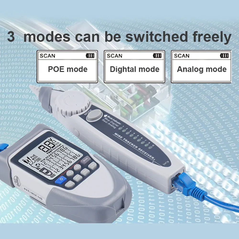 ET612/ET613 Equipped with LCD live line finder, capable of measuring POE, capable of measuring battery voltage, POE voltage