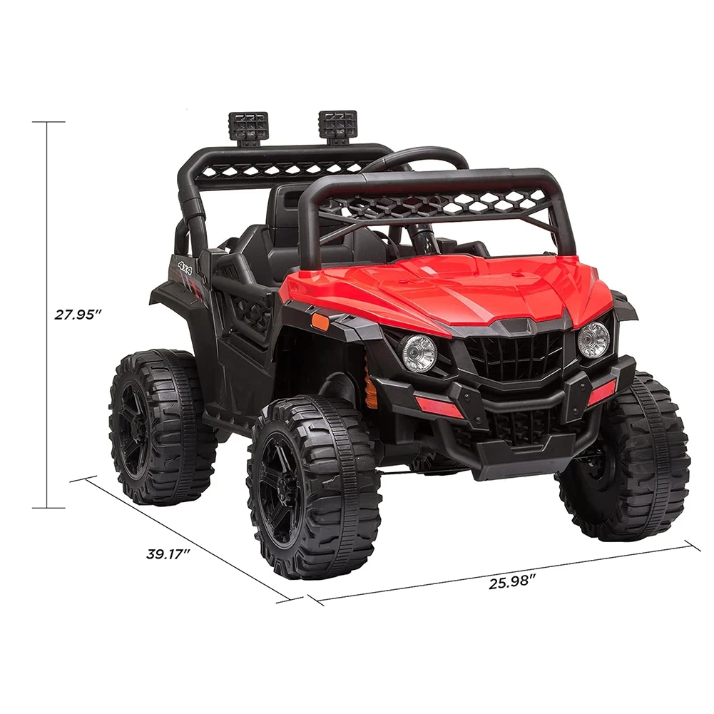 Electric Off-Road Kids Ride-On Car 12V Kids Truck w/Parent Remote Control, Spring Suspension, LED Lights, AUX Port, Music