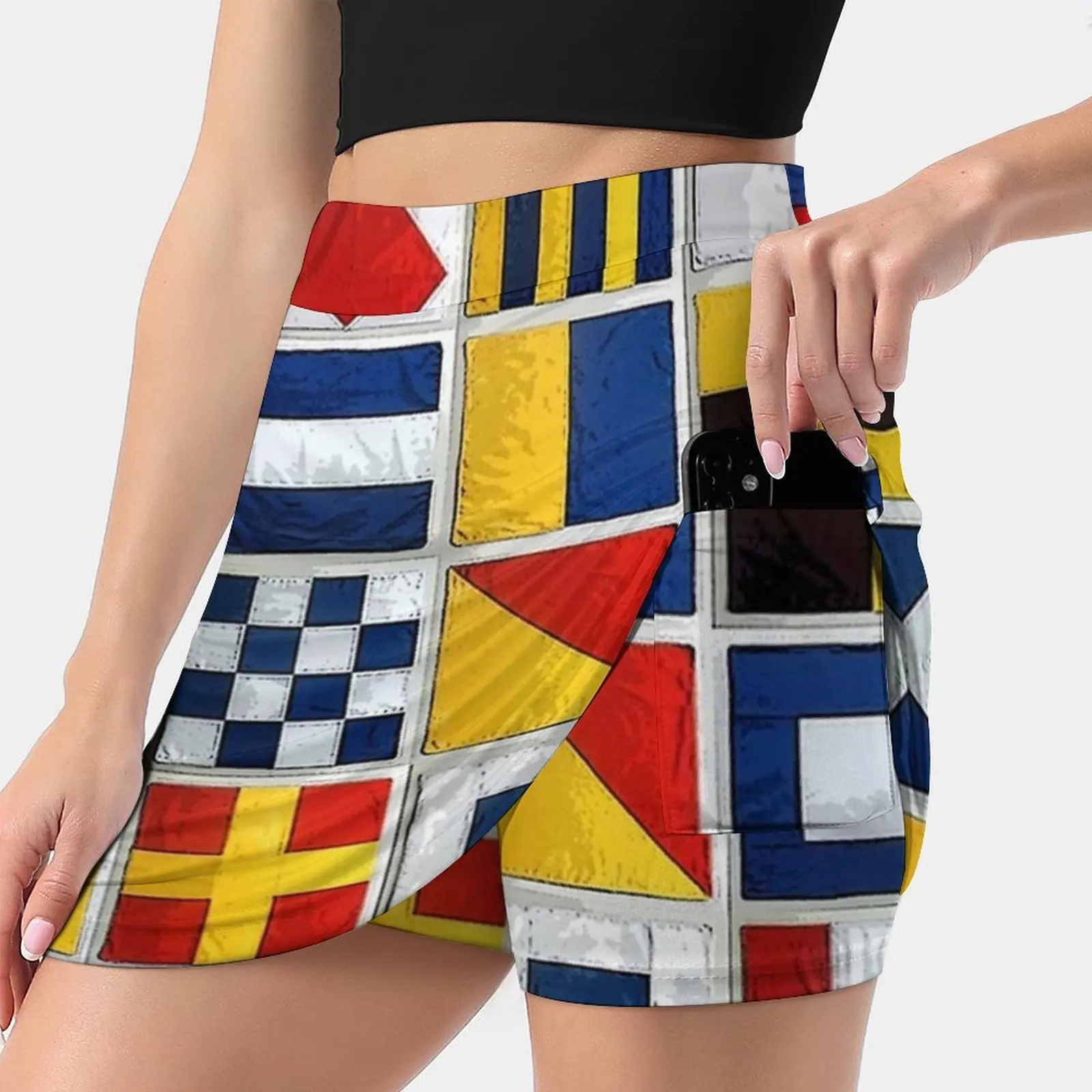 Flag Women's skirt With Hide Pocket Tennis Skirt Golf Skirts Badminton Skirts Running skirts Brkh Nautical Flags Sailing Boats