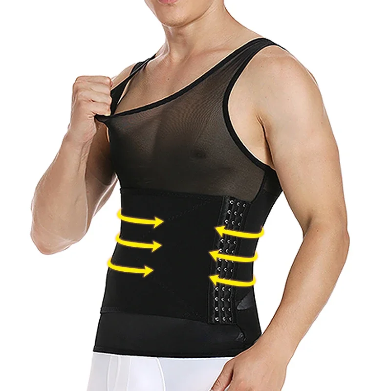 Shape Men Slimming Body Shaper Waist Trainer Vest with Tummy Control Girdle Posture Back Correction Abdomen Tank Top Shaperwear