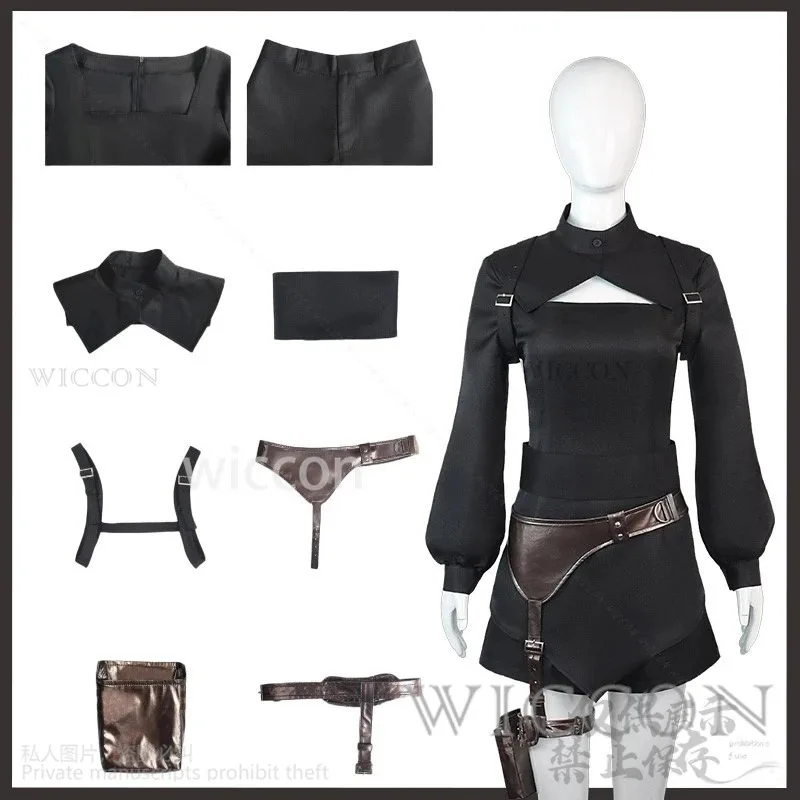 جديد 2025 أزياء أنيمي YOUR FORMA التأثيرية Echika Hieda زي المعركة السوداء زي الحزام الباروكات Jirai Kei Goth Lolita Halloween Customi