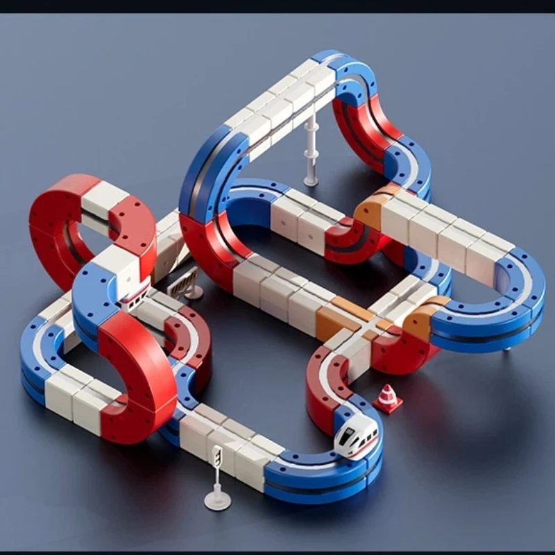 Treno di attrazione magnetica Binario ad alta velocità Cubo di binario magico Assemblaggio elettrico Blocchi di costruzione Pista magnetica Regali per le vacanze dell'auto