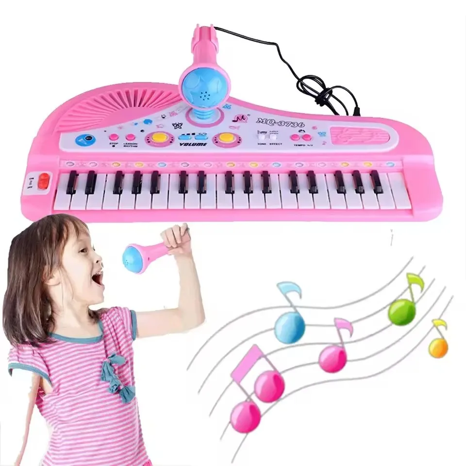 37-Tasten-Klavier mit elektronischer Tastatur für Kinder mit Mikrofon, Musikinstrument, Spielzeug, Lernspielzeug, Geschenk für Kinder, Mädchen, Jungen