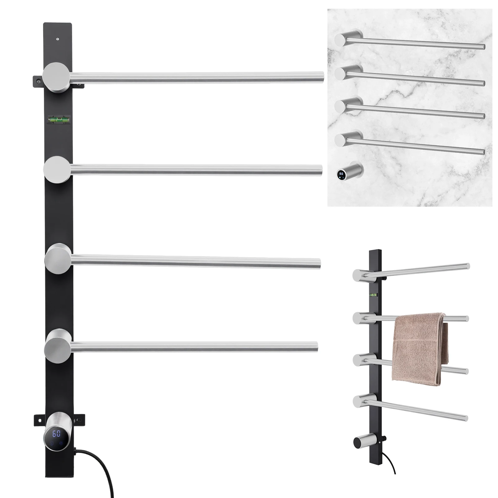 رف المناشف الكهربائية المثبت على الحائط، قضيب المناشف الساخن، درجة حرارة قابلة للتعديل، شريط المناشف الساخن للفندق، مركز السباحة، الحمام