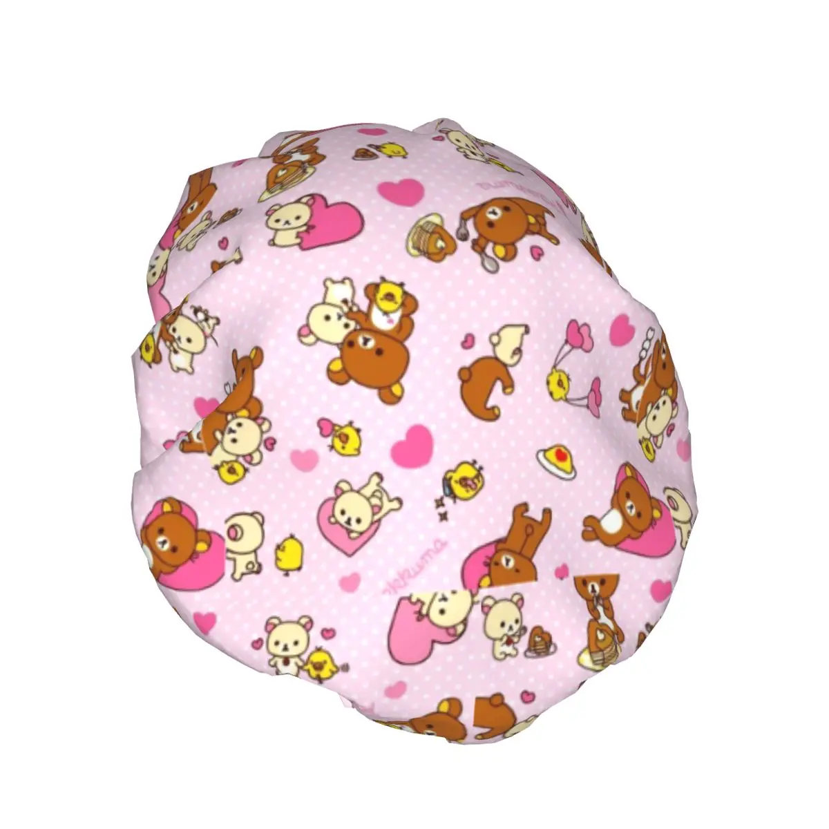 Rilakkuma Shower Cap Women Double Layer Waterproof Japanese Video Game Characters Bath Caps for Long Hair