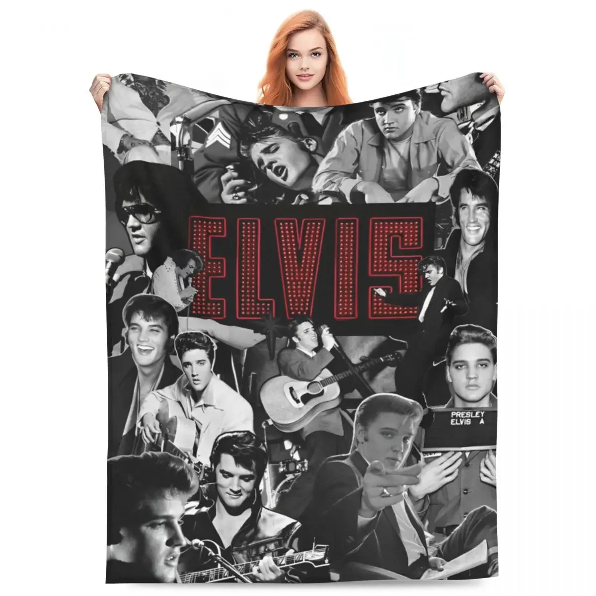 E-Elvis Presley Blankets Fleece Print Multi-function Warm Throw Blanket for Bed Couch Bedding Throws