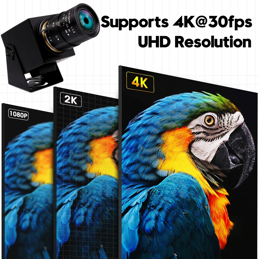كاميرا ELP 4K 30fps HDMI USB H.265/H.264 4X زووم بصري USB كاميرا ويب للكمبيوتر الشخصي مع عدسة Varifocus اليدوية 2.8-12 مم للبث المباشر