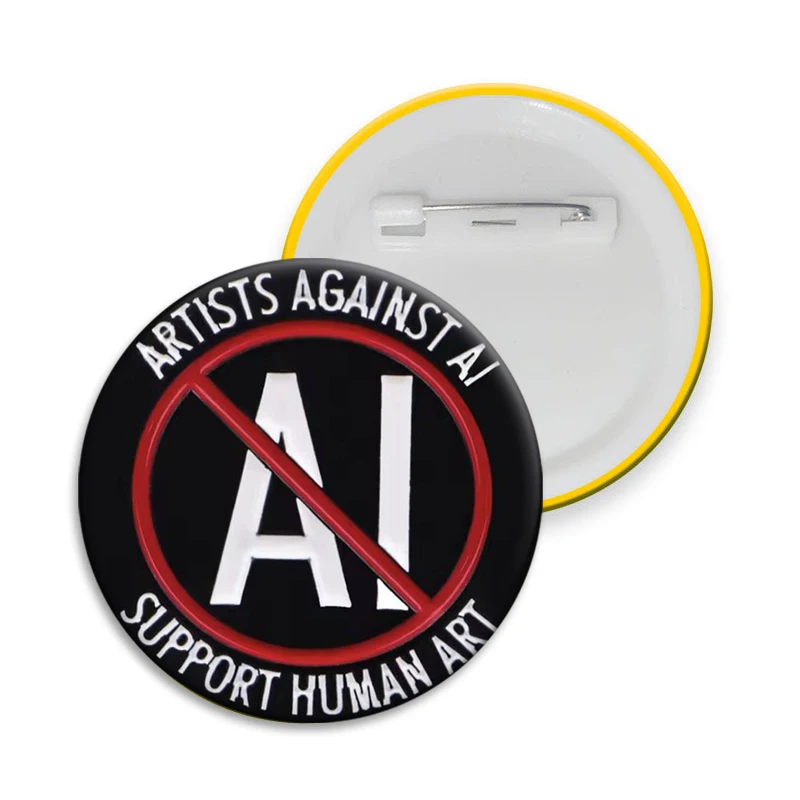 No AI. Creative Brooch Artists Against AI Aesthetic Pins Handmade Tinplate Badge on Backpack Accessories Clothes Hat Decor Gifts