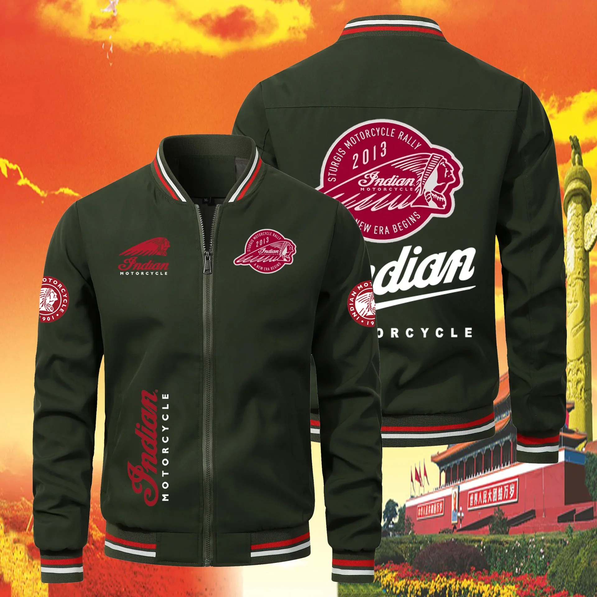 AliExpress Indian Motorcycle Brand LOGO 2025 New Men's Jacket, Hoodie, Outdoor Sport, Morning Run, Cycling, Running, Outdoor Fishing Jacket