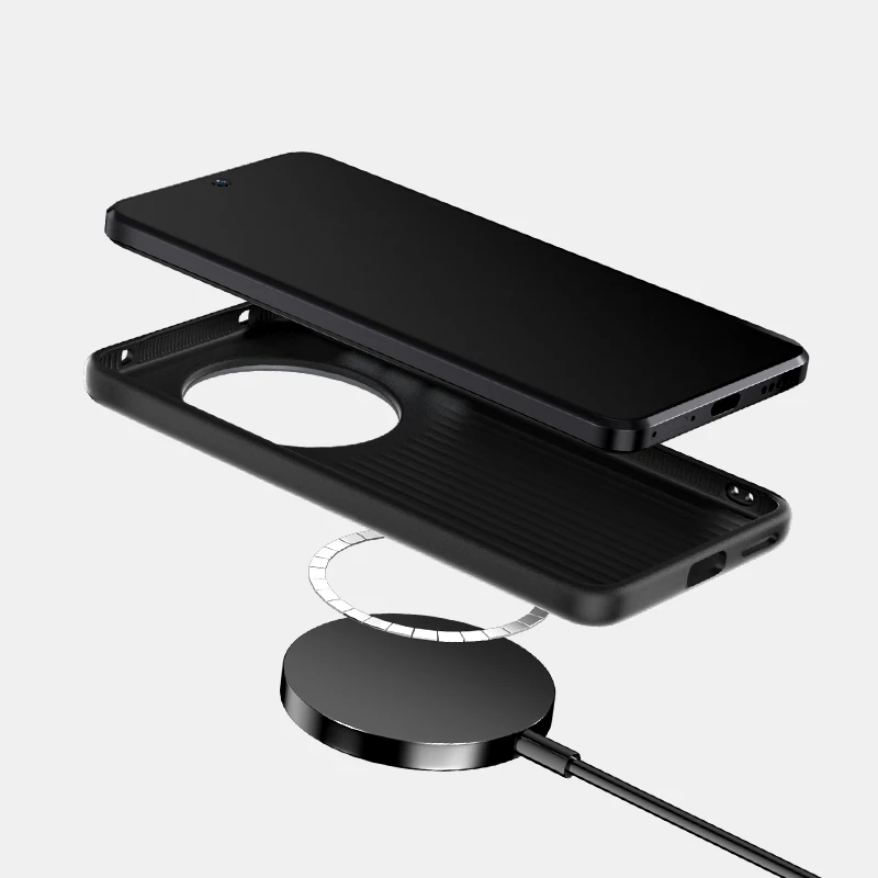 สําหรับ Huawei Mate 60 Magsafe กรณี Slim บางคาร์บอนไฟเบอร์ Magnetic Wireless Charger Mate 60 Pro Plus กรณีโลหะผสมเลนส์ Grip Funda