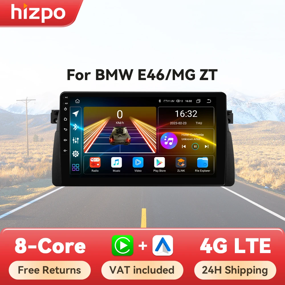 Hizpo Android 13 Car Multimedia Radio For BMW E46 M3 318/320/325/330/335 4G CarPlay Auto GPS 2din Autoradio Navigation Wifi DSP