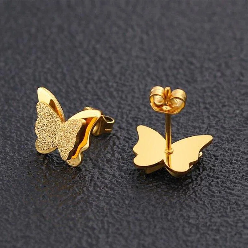 New Dainty Butterfly Stud Earrings Ear Piercing Accessories for Women Exquisite Birthday Gift Daily Wear Party Girls Jewelry