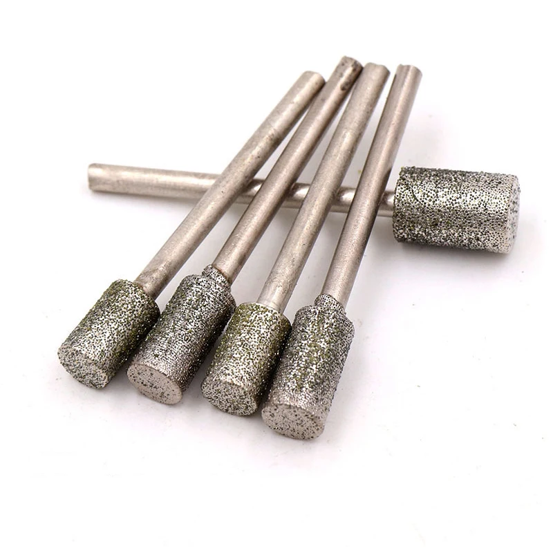 5Pcs 0.5-10mm Diamond Drill Bits 2.35/3mm Shank Flat Grinding Head Burr Polishing Engraving Bit for Dremel Rotary Tools A Needle