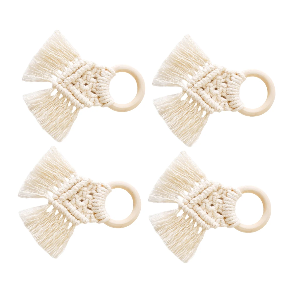 

4pcs Napkin Rings Premium Handmade Decorative Party Supplies Wedding Banquet Home Restaurant Cotton Fabric Napkin Holders Modern