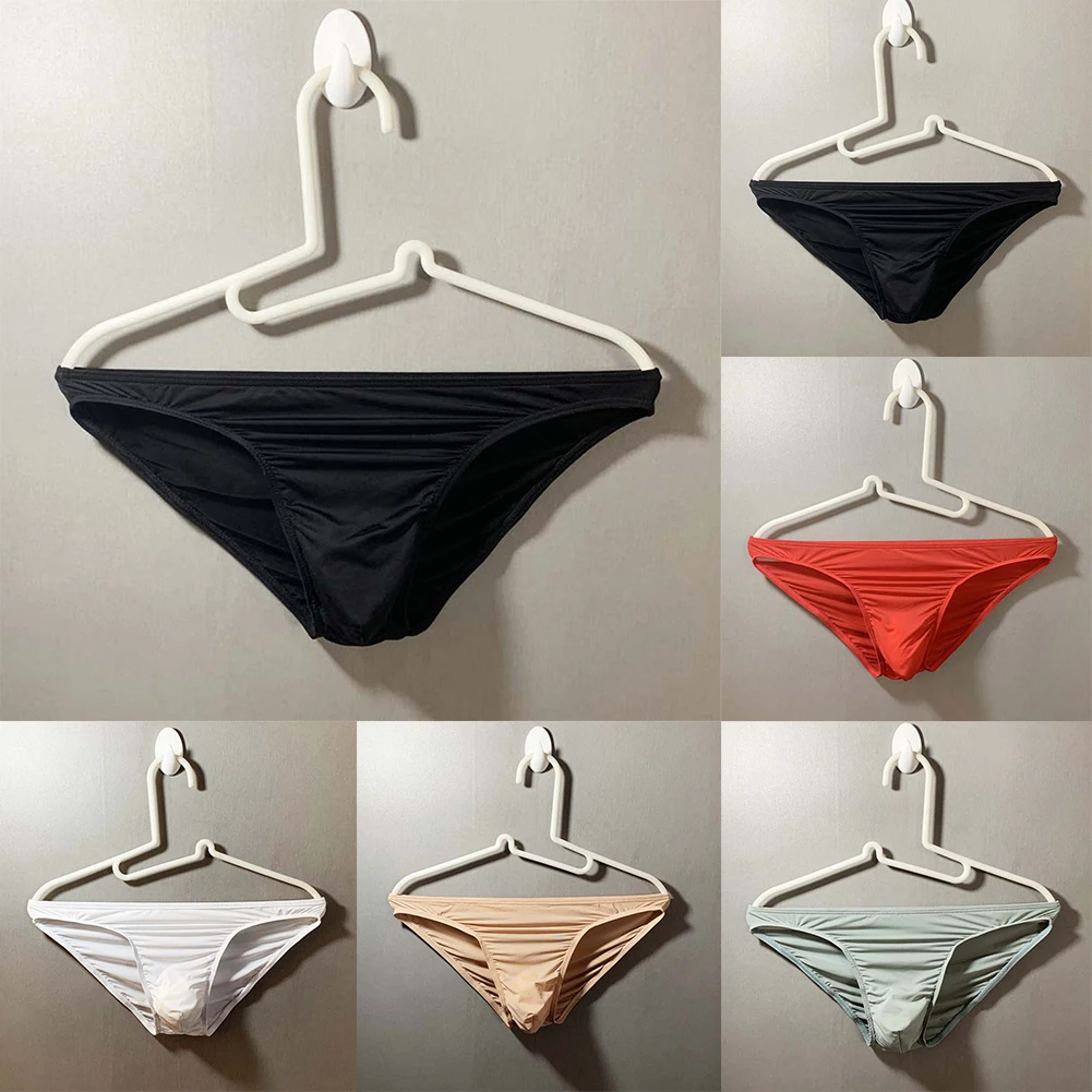 Briefs Men Underwear Daily Seamless Sexy Stretchy Thongs Underpant Breathable Ice Silk Knicker Lingerie Shorts