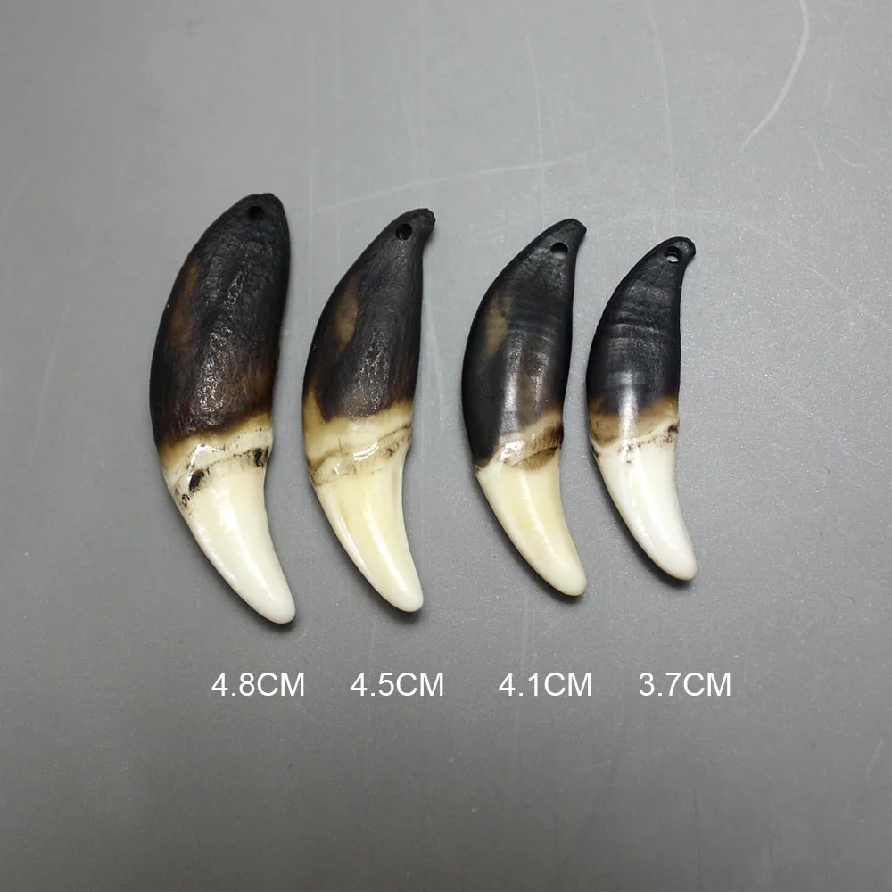 Natural color brown larger teeth Natural Bone Bead Pendant for jewelry making fashion bead accessories DIY bead perforated